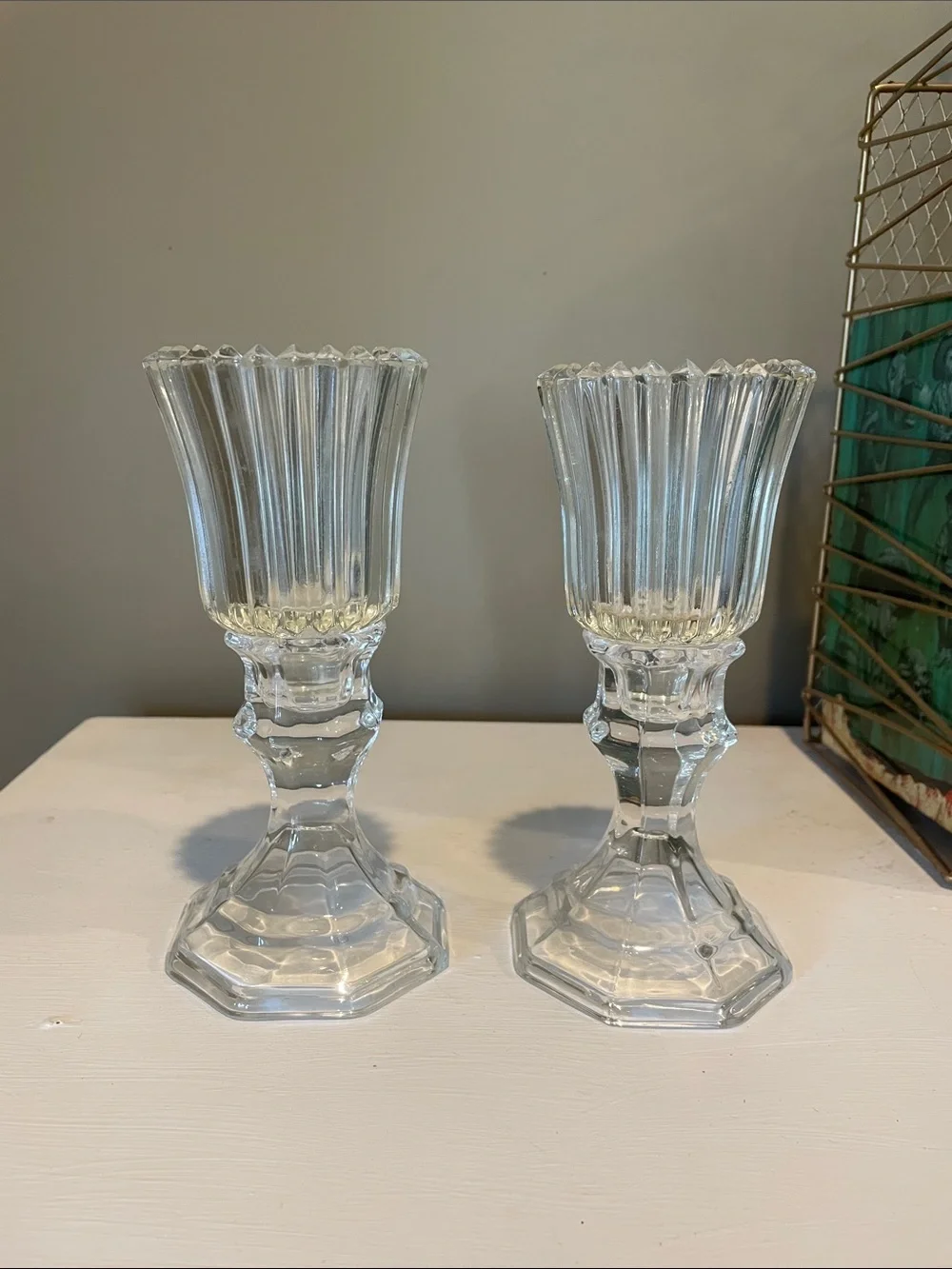 Clear glass candle holders